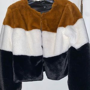 Forever 21 - Three Tone Faux Fur Jacket - Size Large
